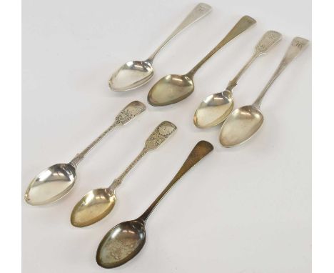 JOHN ROUND; a George V hallmarked silver teaspoon, Sheffield 1924, a pair of William IV hallmarked silver teaspoons, London 1