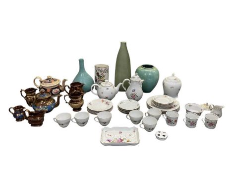 A quantity of assorted 19th century and 20th century ceramics, including two German part floral decorated tea service, Bavari