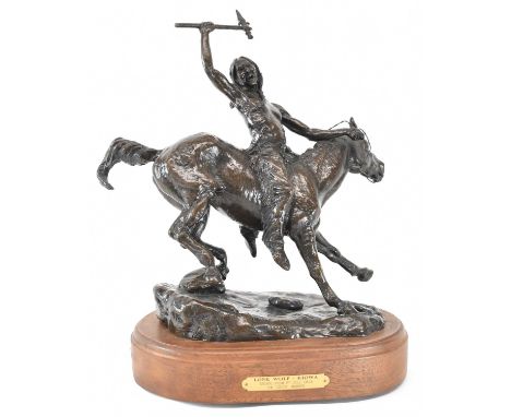 CHUCK WARDEN; a modern limited edition bronze model of figure on horseback, 'Lone Wolf Kiowa', signed and dated 1994 and numb