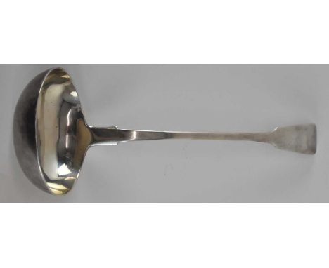FINLAY &amp; FIELD; a Victorian hallmarked silver ladle, Glasgow 1850, length 35cm, weight 8.2ozt/256g.