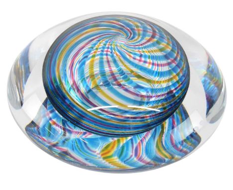 TIM RAWLINSON FOR LONDON GLASSBLOWING; a large contemporary art glass circular sculpture titled 'Portal', with certificate of