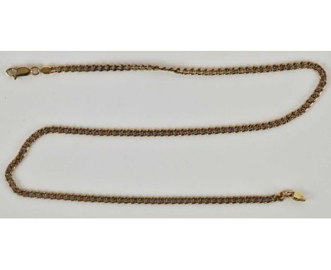 A 9ct yellow gold flat Cuban link chain, length approx 40cm, approx weight 10.7g.