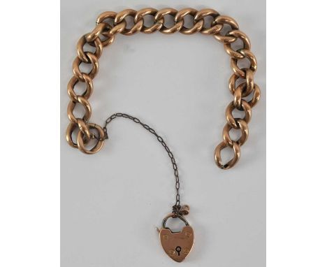 A 9ct yellow gold chunky Cuban link bracelet, with 9ct yellow gold padlock clasp, length approx 17cm, weight 11.5g.