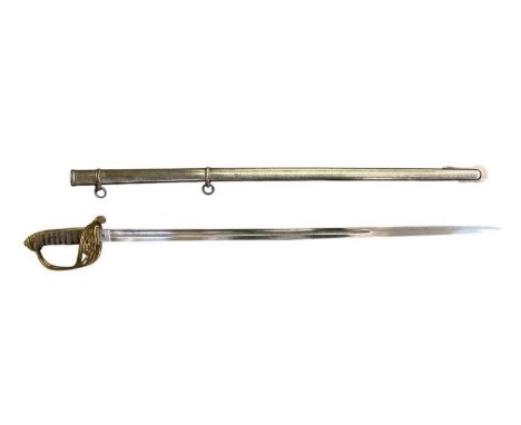 CARTWRIGHT GROSVENORS; a Victorian military officer's dress sword, with scabbard, the blade inscribed 'Cartwright Grosvenor',
