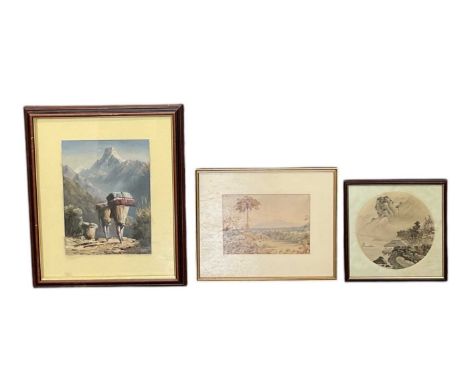 UNATTRIBUTED; acrylic on board, 'Approaching Everest', indistinctly signed lower right, 37 x 27cm, framed and glazed, an earl