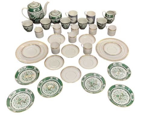 SPODE; a part coffee service, decorated in the 'Queen's Gate' pattern, comprising eight coffee cans, eight saucers and two si