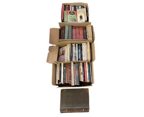 A large quantity of assorted 19th century and later leather bound books and antique reference books, including 'Army and Navy