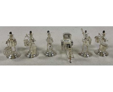 A group of six sterling silver miniature figures, all stamped 'Hong Kong', height 6cm (6).