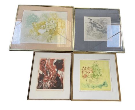 † VIVIENNE KATTAN (born 1945); a signed limited edition woodcut print, 'Visions', signed and dated 1968 lower right and numbe