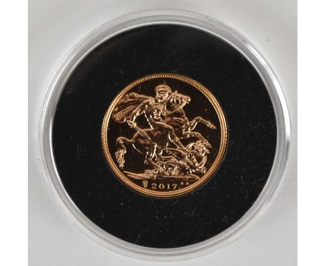 A Queen Elizabeth II uncirculated full gold sovereign, 2017, with St George and the dragon, encapsulated with certificate of 