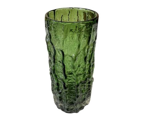 WHITEFRIARS; a large log vase, decorated in the 'Meadow Green' colourway, height 23.5cm.