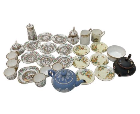 COALPORT; a part eight setting miniature tea and coffee service, including four miniature teacups, milk jug, sugar bowl, eigh