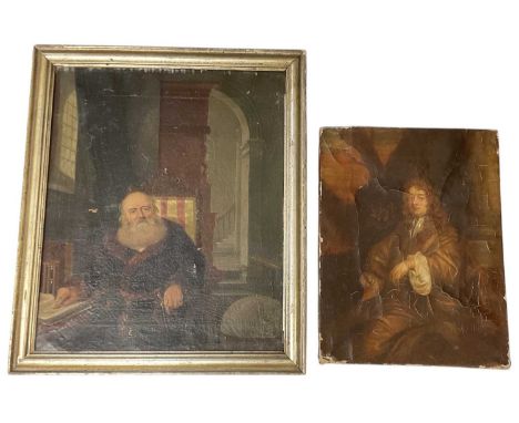 UNATTRIBUTED; a 19th century oil on canvas, portrait of a rabbi reading religious text, 40 x 32.5cm, framed, and a further 19