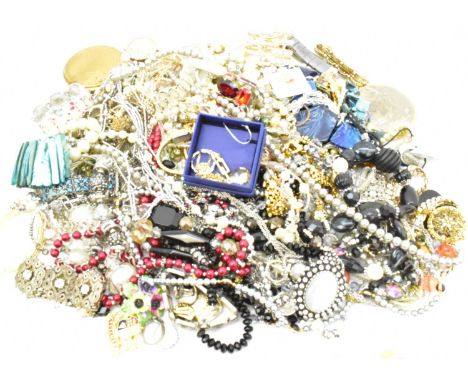 A collection of mostly modern, and some vintage, costume jewellery, to include bracelets, necklaces, brooches, earrings, watc