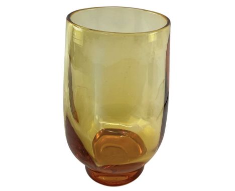 WHITEFRIARS; a large gold amber footed vase, height 24.5cm, diameter 13cm.