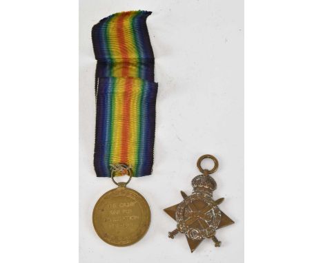 A WWI medal duo comprising a Victory Medal and a 1914-15 Star, awarded to Pte J Jones L.N. Lanc. R, no. 15397 (2).