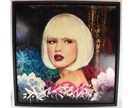 † TROIKA; oil and acrylic on stretched canvas, 'Beautiful', 99 x 100cm, framed.
