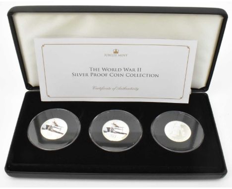 JUBILEE MINT; The World War II silver proof coin collection comprising a Battle of Britain $1 2020, Solomon Islands with lith