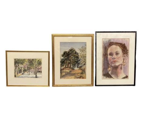 UNATTRIBUTED; a pastel drawing, portrait of a lady, indistinctly signed and dated 2009 lower left, 53 x 34cm, framed and glaz