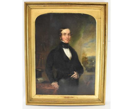 JOHN REYNOLDS GWATKIN (1807-1877); oil on board, portrait of The Reverend J. F. Moore Halsey, inscribed with title, signature