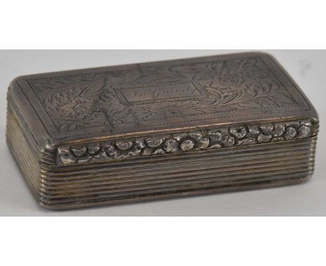 WILLIAM SIMPSON; a William IV hallmarked silver rectangular snuff box, Birmingham 1830, 6.2 x 3.5cm, approx 1.9ozt/59g.