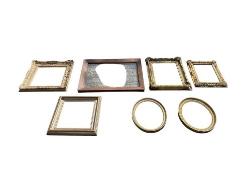 Seven assorted 19th century and later picture frames, including a 19th century elaborate gilt picture frame, 44 x 35.5cm, two
