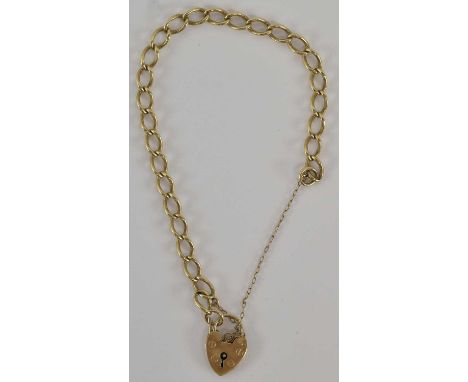 A 9ct yellow gold bracelet, with padlock clasp, length approx 24cm, approx 8.8g.