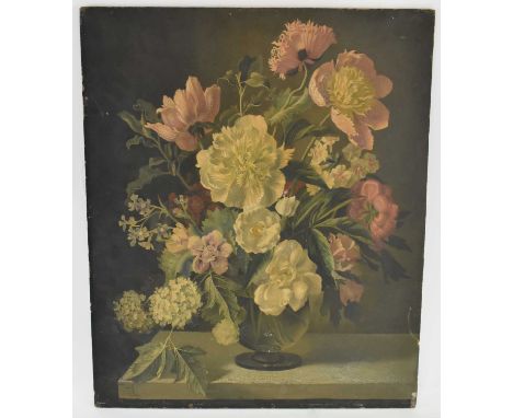 † GERALD COOPER (1898-1975); oil on board, still life of flowers in a vase, signed with artist name and address verso and dat