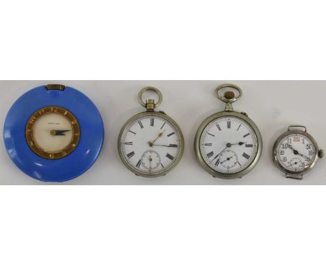 An early 20th century 925 hallmarked silver cased watch head, the white enamel dial set with Arabic numerals and subsidiary s