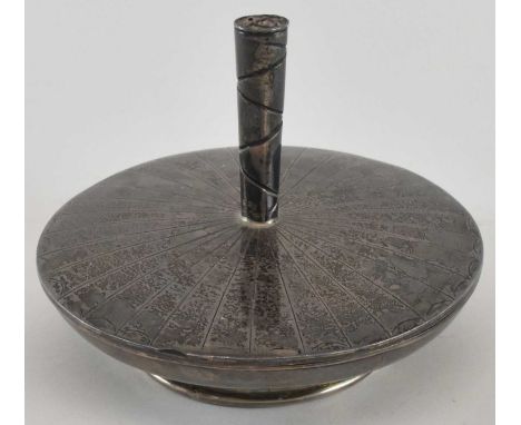 An interesting 1960s hallmarked silver lidded bowl with tall handle, Chester 1961, diameter 11.5cm, height approx 8cm, approx