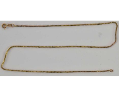 A 9ct yellow gold square link necklace, length approx 40cm, approx 3.7g.