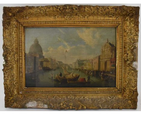 UNATTRIBUTED; an oil on board, Venetian scene, with 1920s Christies stencil and indistinguishable pencil writing verso, 26 x 