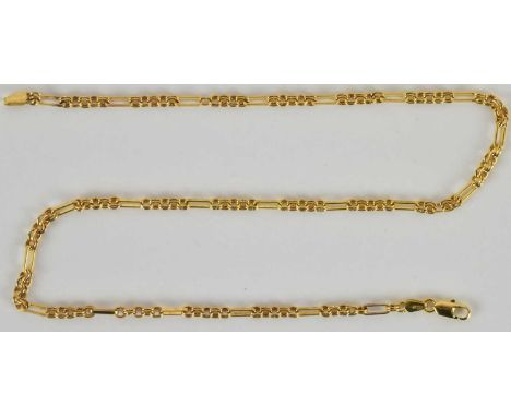 A 9ct gold figaro link necklace with lobster claw clasp, length 40cm, weight 8.7g.