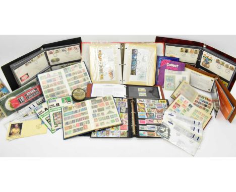 Various stamp and First Day Covers to include four stock albums and folder of stamps, two albums of stamp issues, three folde