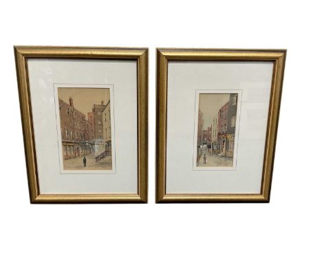 T G FRASER; two late 19th/early 20th century watercolours, including 'Ye Olde Cheshire Cheese Wine Office Court', 24 x 14cm, 
