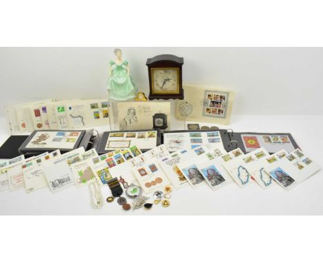 A group of mixed collectables including a Coalport 'Henrietta' Ladies of Fashion porcelain figure, a George Banks of Preston 