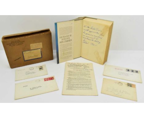 RICHARD M NIXON; a signed book titled 'Six Crises', signed and dedicated to Leslie Price and signed by Richard Nixon, togethe
