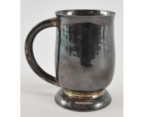 A stylish 1950s hallmarked silver mug, Chester 1958, height 13cm, diameter 8.5cm, approx 11.05ozt/344.5g.