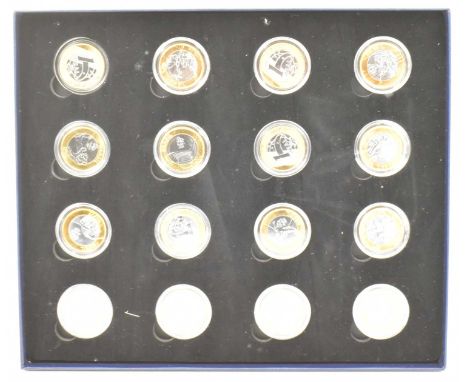 RIO 2016 OLYMPIC GAMES; a collection of sixteen sporting themed one Real coins, each with separate sporting activity, the inn