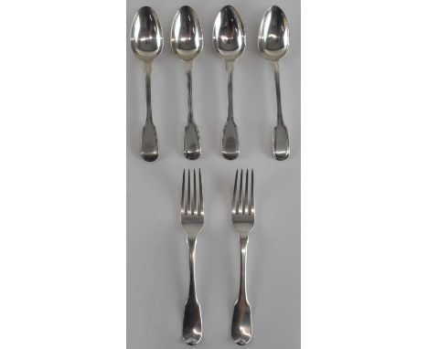JOSEPH &amp; ALBERT SAVORY; a pair of William IV hallmarked silver tablespoons, London 1834, a further pair of William IV hal