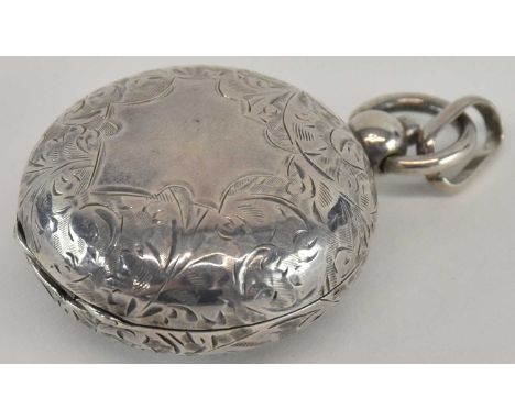 SAMUEL M LEVI; a late Victorian hallmarked silver sovereign case, Birmingham 1899, diameter 3cm, approx 0.48ozt/15g.