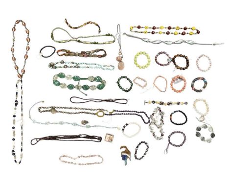 A group of glass bead costume jewellery, including Murano and other vintage glass bead necklaces.