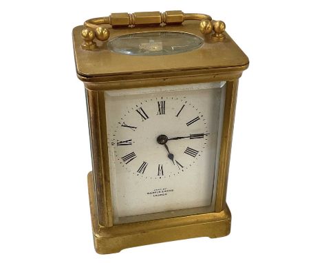 MAPPIN &amp; WEBB; an early 20th century brass cased carriage clock, with R &amp; Co French movement, stamped to the reverse 