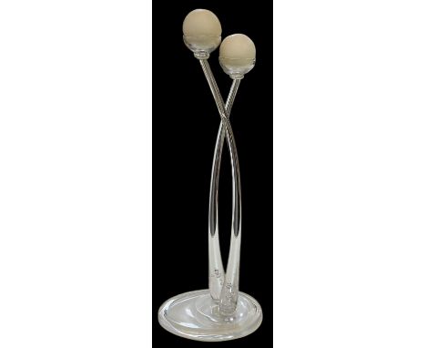 NIKKI WILKINS; a modern contemporary abstract two branch candelabrum, signed to the base, height 68cm.