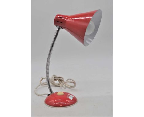 A 1970s red painted angle poise desk lamp, 32cm high