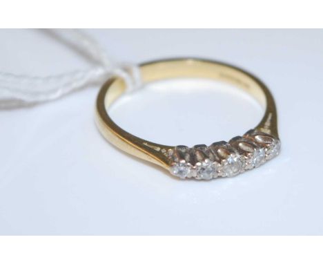 A modern 18ct gold diamond five stone ring, 3.8g, size R