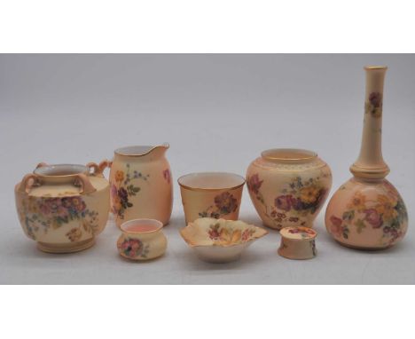 A collection of late 19th/early 20th century Royal Worcester blush ivory wares to include a specimen vase, height 17cm