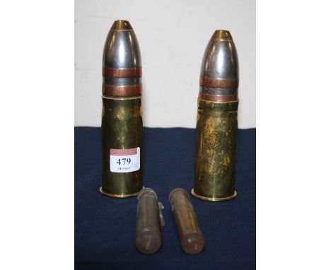 An Imperial German 37mm pompom shell and projectile, marked to the base Patronenfabrik Karlsruhe 98, with crown over M for Ma