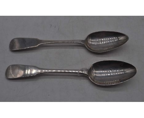 A pair of George III Scottish silver table spoons in the Old English pattern, maker William Constable, Edinburgh, 1817, 3.5oz