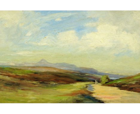 Sir James Lawton Wingate (1846-1924), oil painting on canvas, "Goatfell, Arran".  28.5 cm x 44 cm and with T. &. R. Annan & S